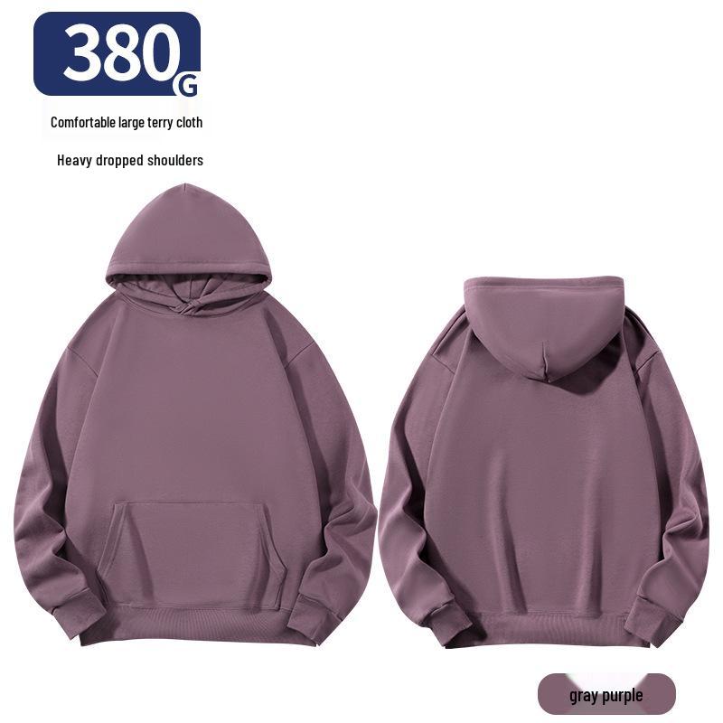 Unisex Heavy-Duty 380g Hoodie, Drop-Shoulder, Loose Fit, Solid Color Cotton, Ideal for Autumn/Winter Sports, Available In Stock. 
