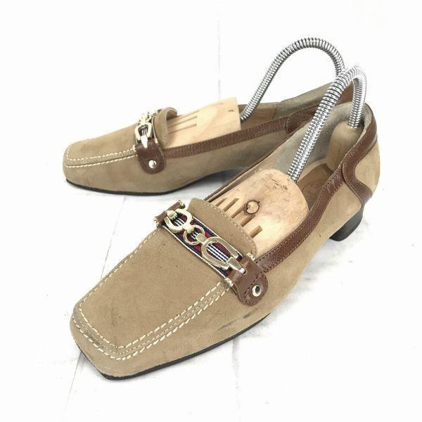

USED/Made in Japan REGAL Suede Leather Bit Loafer Pumps 22.0 Beige Low Heel
