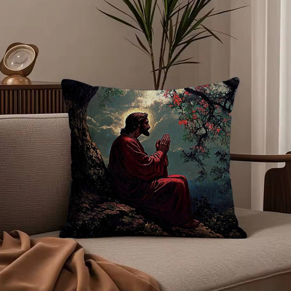Anime J-Jesus Pillow Case Anti-dustmite Pillowcase Invisible zipper silky short plush Sofa cushion cover