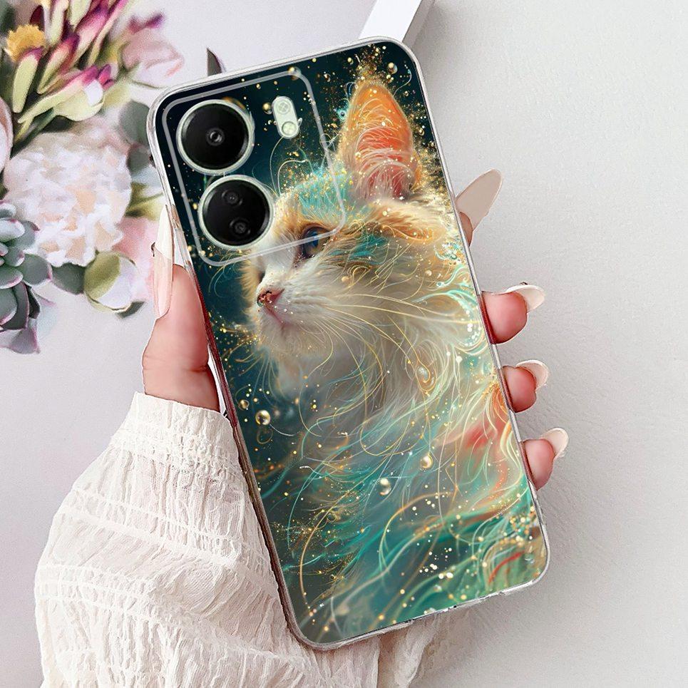 Cool Style Tiger Dragon Pattern Phone Case For Xiaomi Redmi 13c 4G 13c 5G Redmi13 Clear Soft Silicone TPU Back Cover Transparent