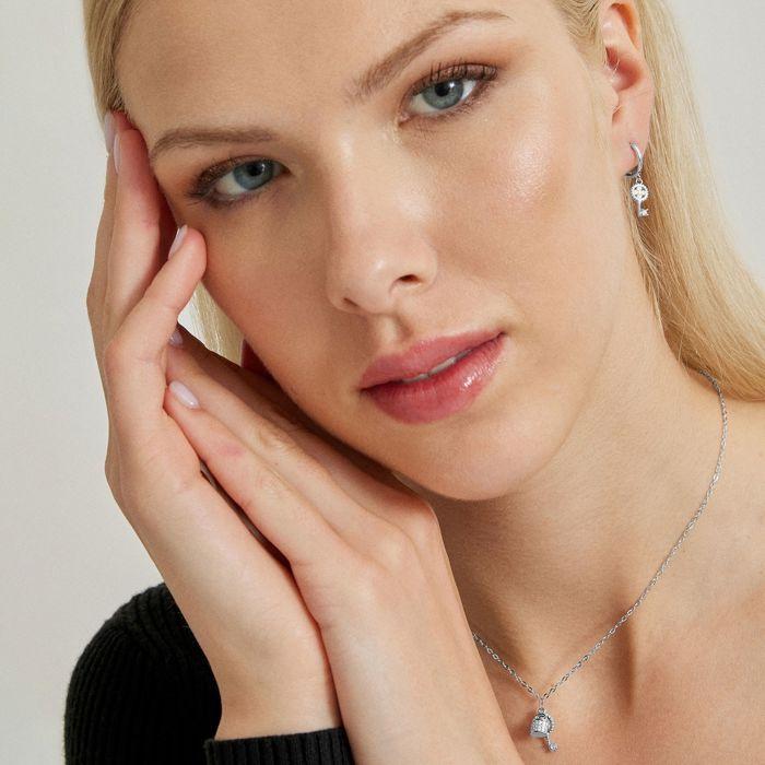 Luxenter Collier de zirconium brillant finition en rhodium - Diao