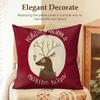 Cute Christmas Reindeer Cushion Cover Natural Linen Organic Fabric Double-Sided Printing Sofa Home Decor Gift Pillow Case