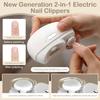 Automatic Nail Clipper Electric Nail Trimmer Polisher Nail Cut 2 In 1 Portable Fingernail Cutter with Light 2 Speeds File Nail Clip  Rechargeable