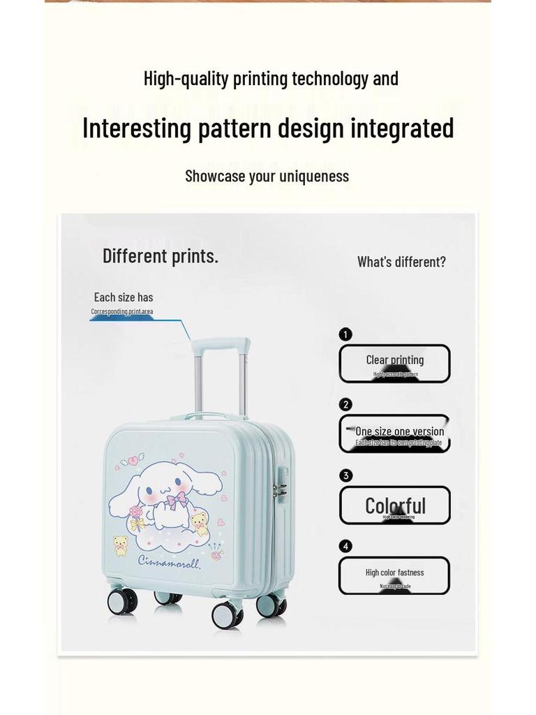 Children's Cartoon Carry-on Suitcase for Boys & Girls, Small Trolley with Password Lock