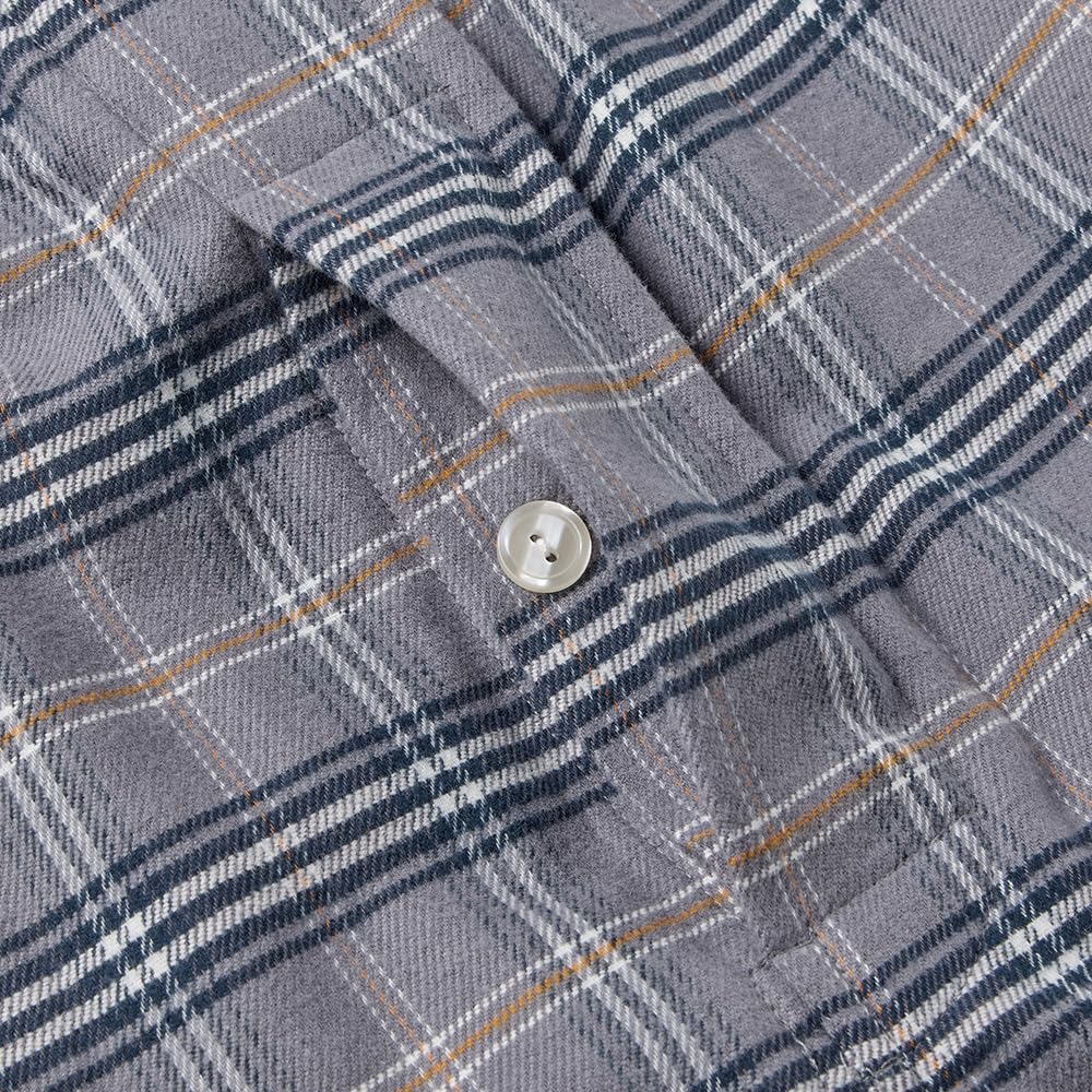 Gunze Cotton Pajamas with No Side Long Sleeves and Pants Dyed Navy Blue Men's 100% Seams, (Front Opening), Flannel, (SF4085)