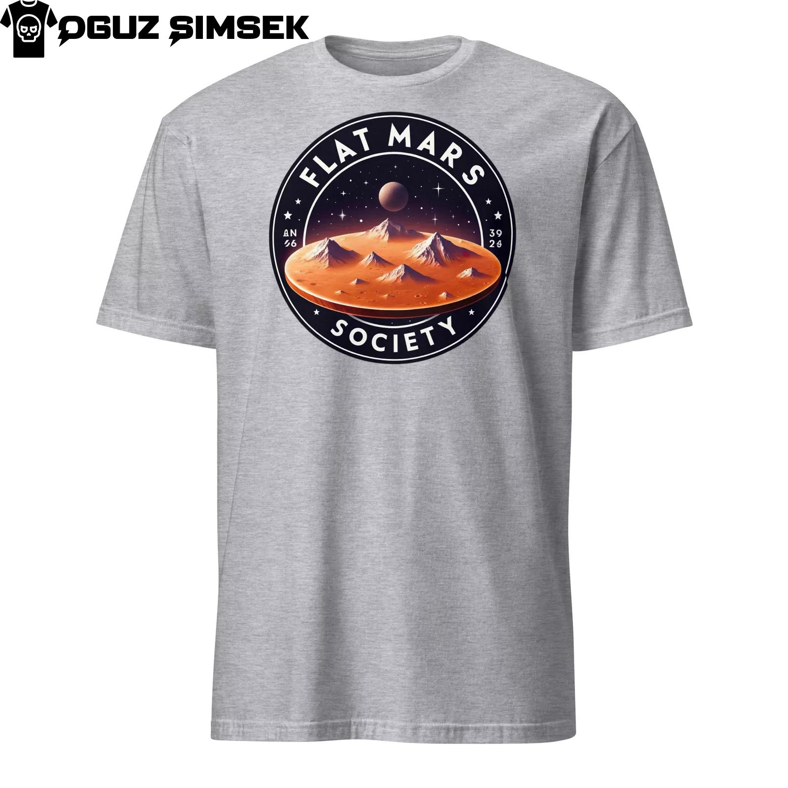 Flat Mars Society T-Shirt Mens Womens Tees Top - Funny Unisex Graphic Tee - Short Sleeve 4XL