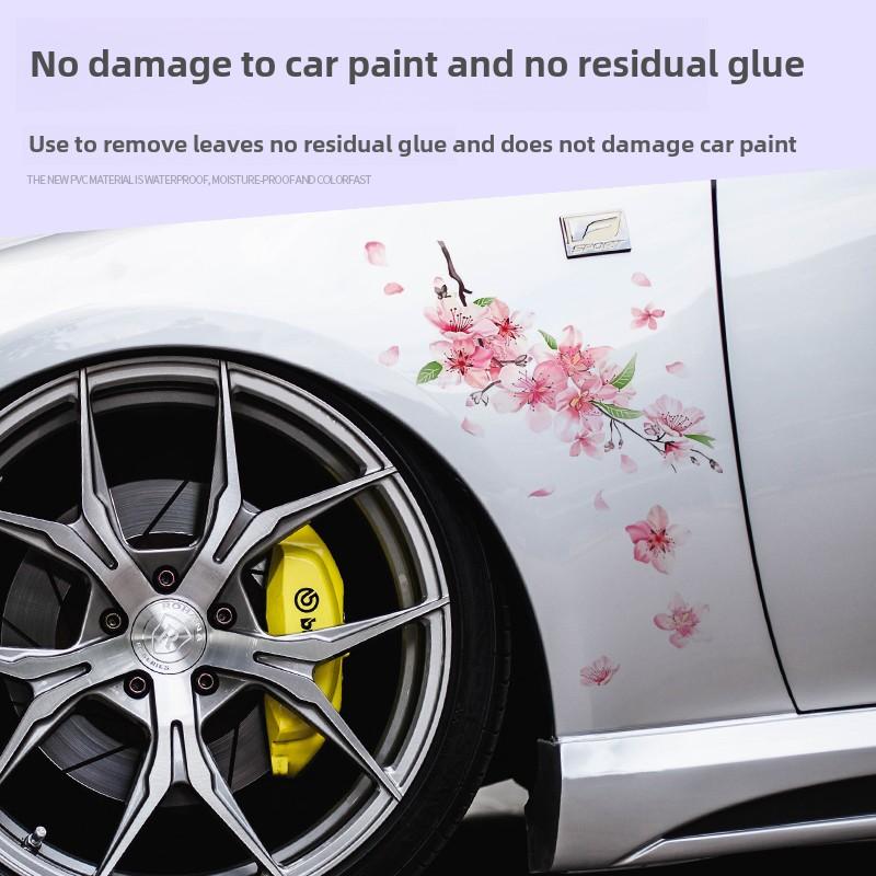 1 Stück Außenzubehör Kreativer Kratzfest Wasserdicht Sakura Autoaufkleber Rosa Schwebende Aufkleber Markierungen Scheinwerferaufkleber