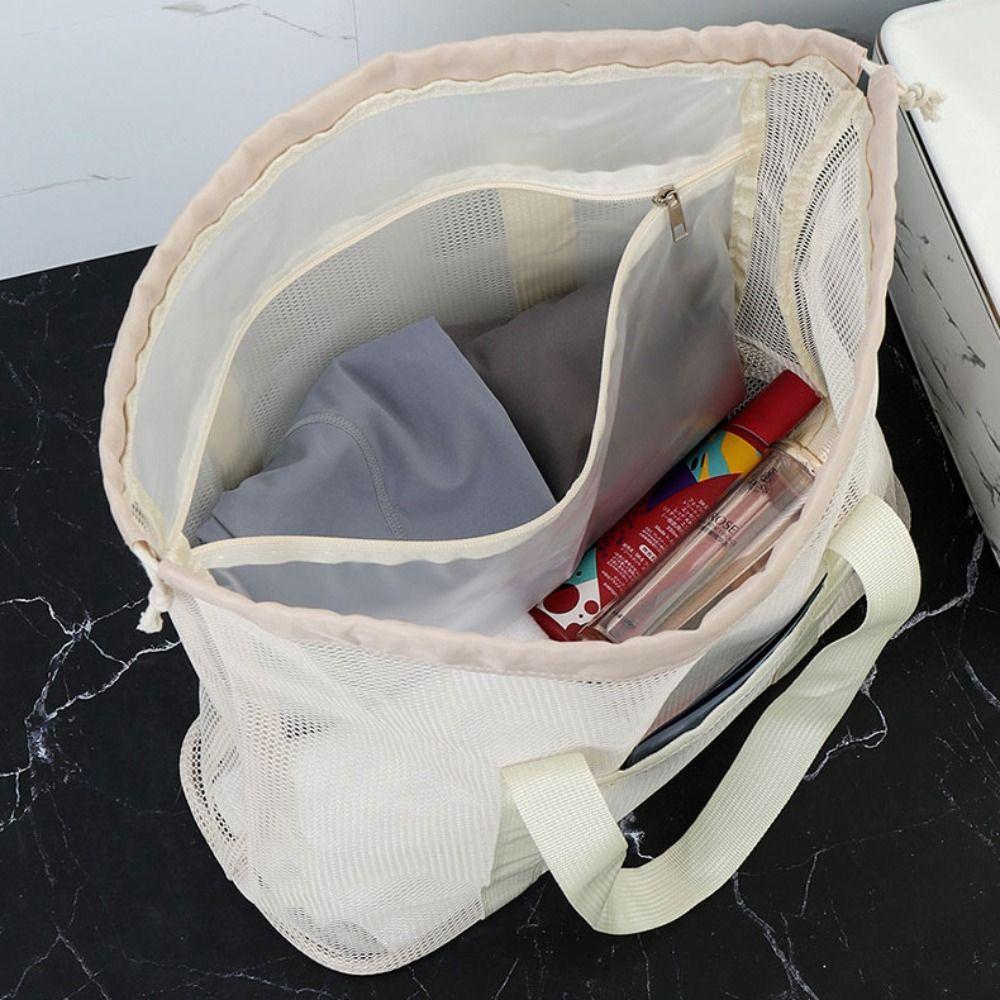 Handgehaltene Strandtasche Große Kapazität Kosmetiktasche Tragbare Netz-Duschtasche Camping