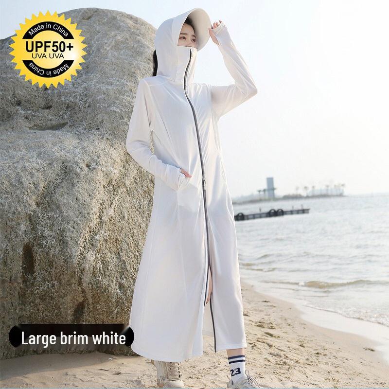 Women's Extra Long Breathable Ice Silk UV Protection Sunscreen Jacket - Casual Outdoor Style