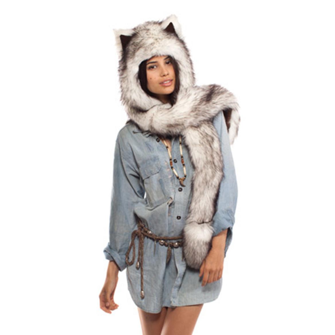 Унисекс, зимние теплые уши животных, милый мультяшный плюшевый шарф с капюшоном из искусственного меха, перчатки, шапка 100cm