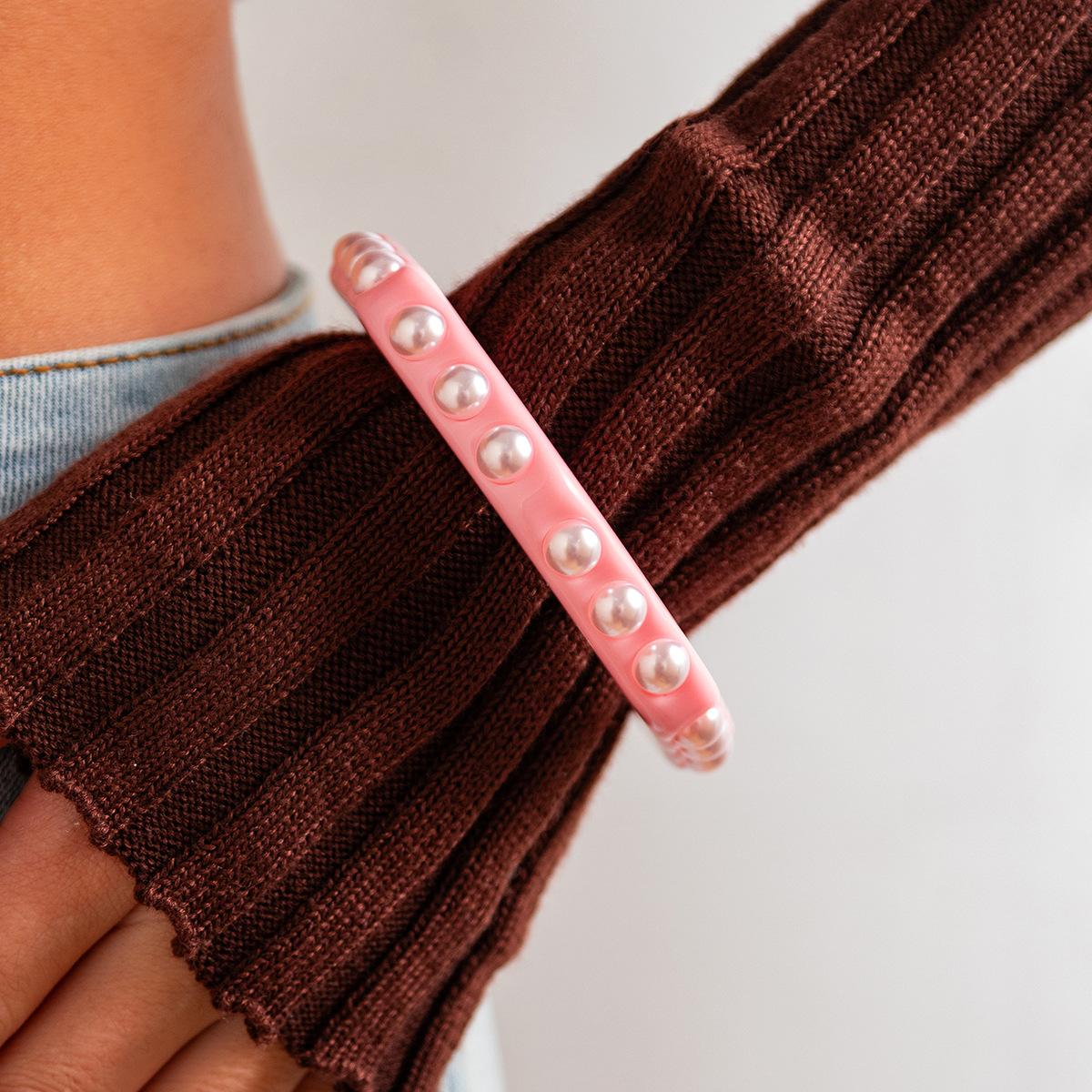 Exaggerated Sweet And Cool Wind Glitter Powder Wide Bracelet, Fashionable Irregular Imitation Pearl Bracelet Bracelet