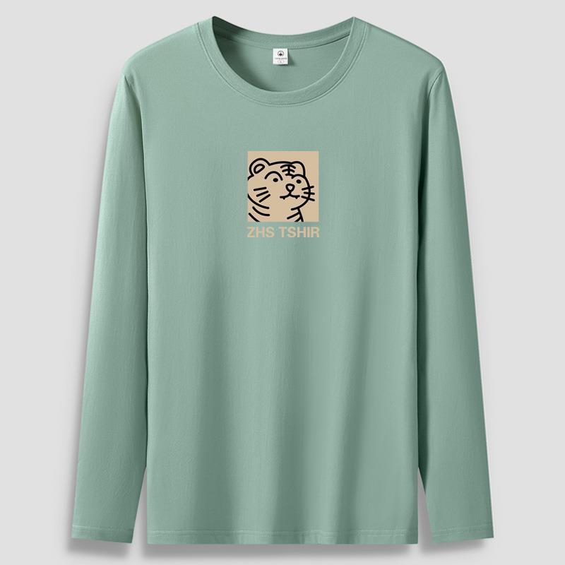 Tiger Cub S-5XL Mens Long Sleeved Tee Shirt Pure Cotton Man Casual Pullovers Large Size