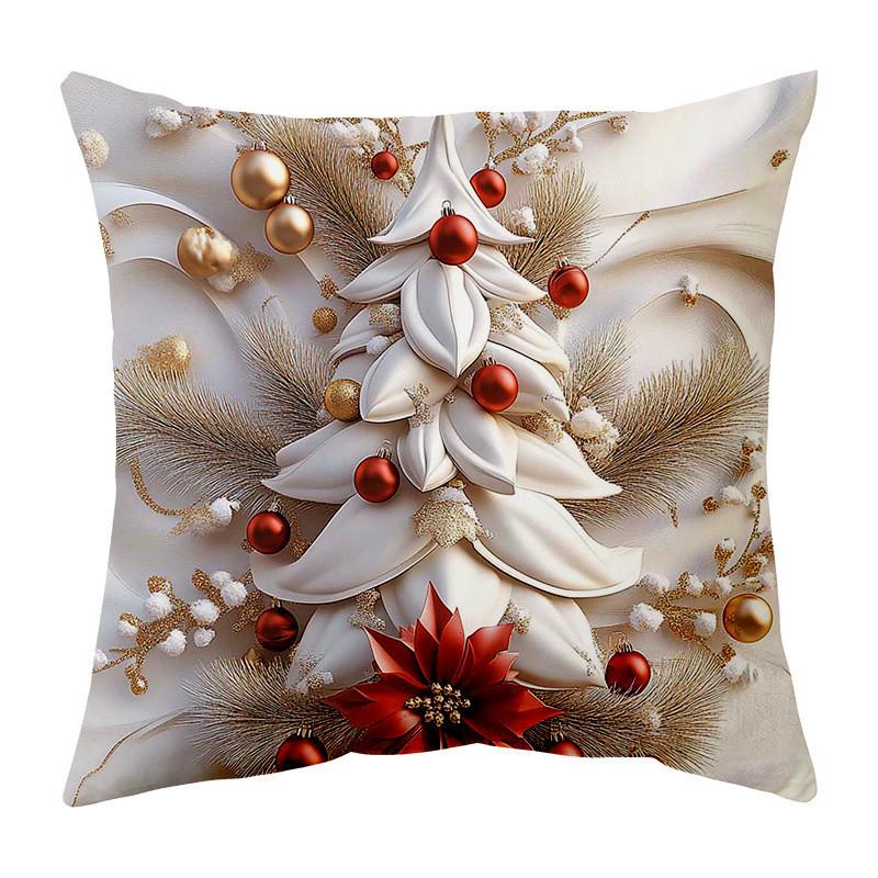 

Christmas Themed Plush Cushion Cover With Santa Reindeer Tree Design For Living Room Decor Christmas Tree,40cm