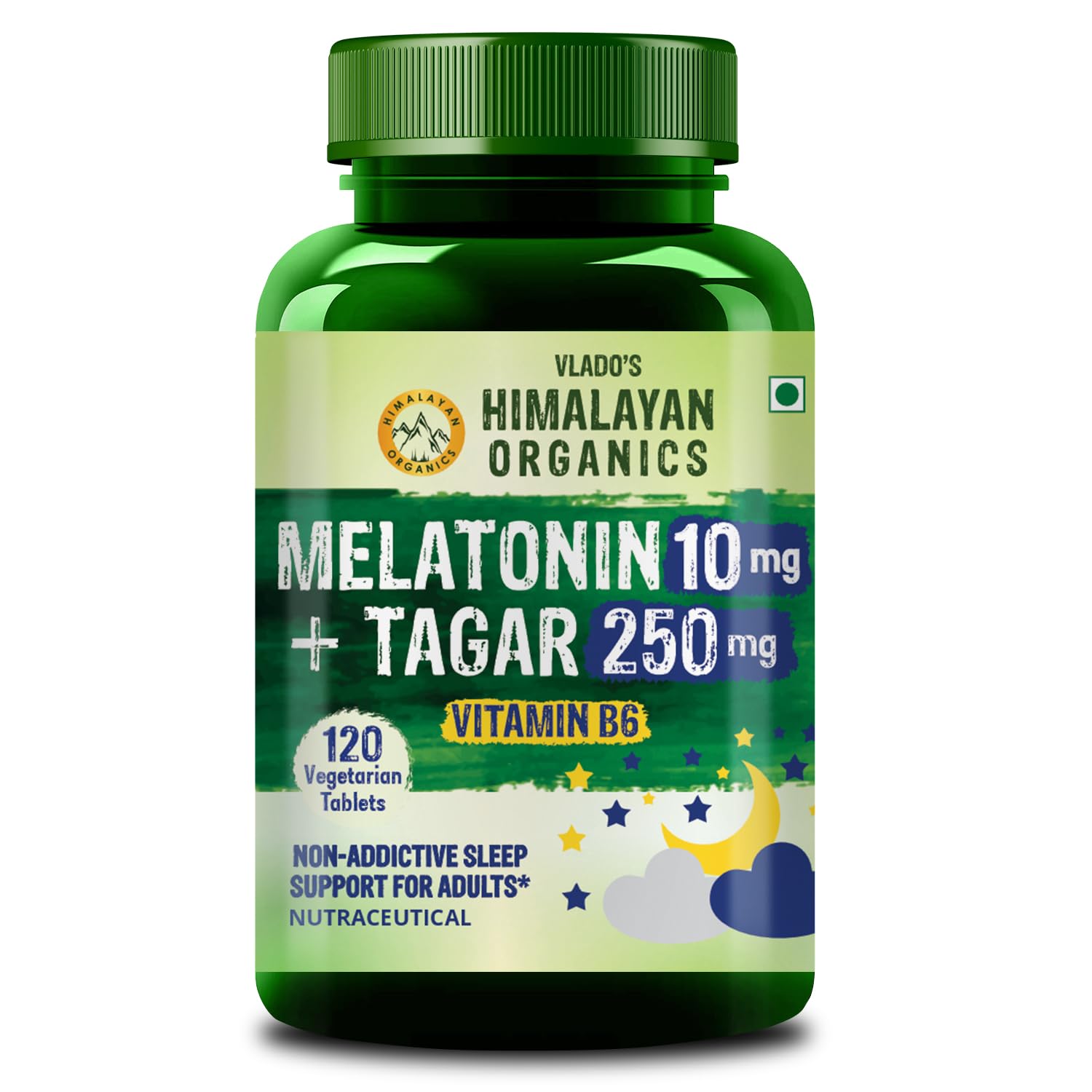 

Vlado s Himalayan Organics Melatonin 10Mg Sleep Tablets With Tagar And Vitamin B6 Non Habit Forming Sleep Support 120 Tablets
