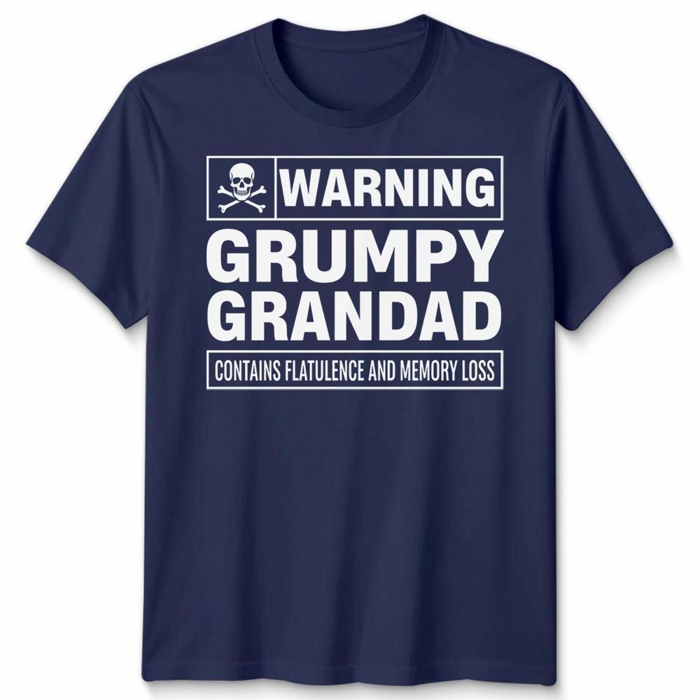 Warning Grumpy Grandad Unisex T Shirt Funny Gift Xmas Present Fathers Day Tee