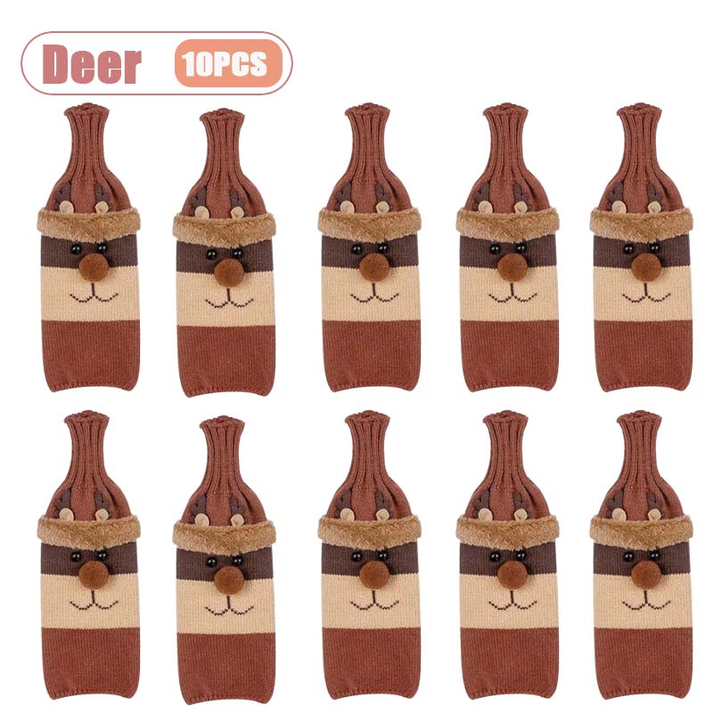 Knitted Christmas Wine Bottle Cover Santa Wine Sleeve Champagne Bottle Set Party Decoration for Restaurant Dining Table Setup