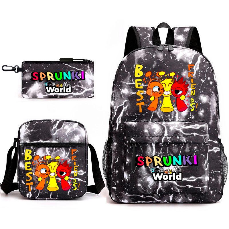 3D New Game Rhythm Box Sprunki School Bag Backpack Elementary and Secondary School Backpack Crossbody Bag Pencil Bag D