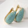 Synthetic Turquoise Inlaid Teardrop Shape Golden Plated Stud Earrings Women's Elegant Banquet Jewelry Accessories Crafts