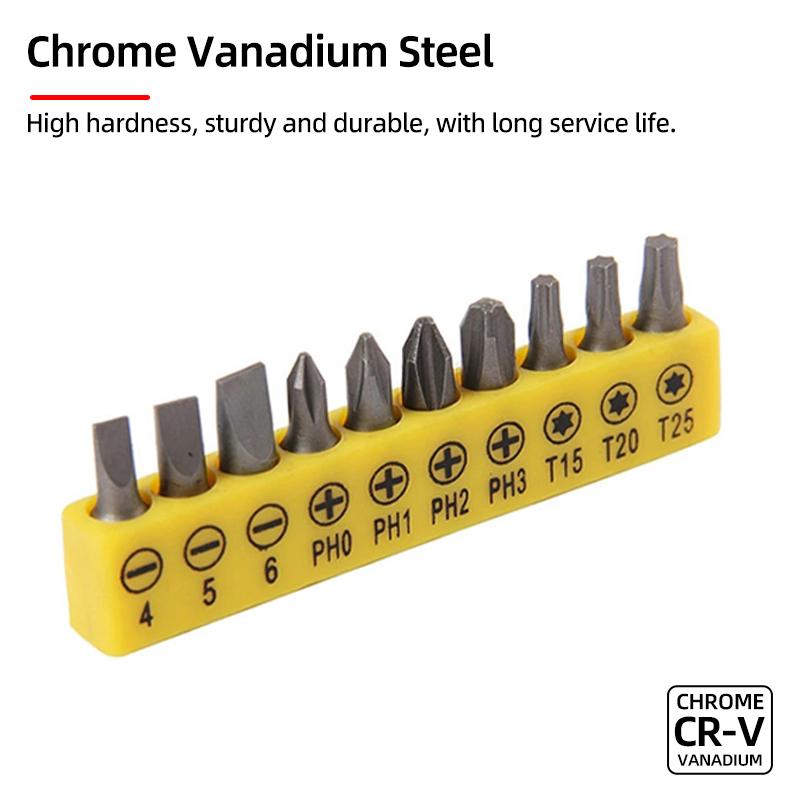 25mm Screwdriver Bits Set Slotted Phillips Pozidriv Torx Square Hexagon Bit Holder 1/4" Hex Shank Ratchet Wrench Hand Tools