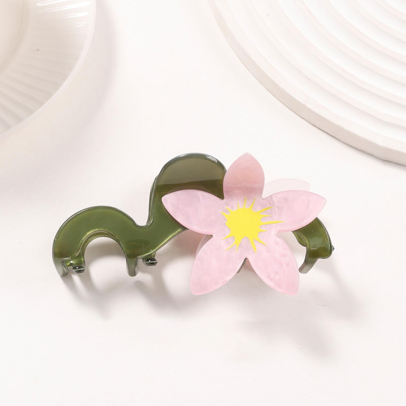 

Vintage Flower Hair Clip Shark Clip for Women Boho Chic Hair Accessories with Non-Slip Teeth розовый