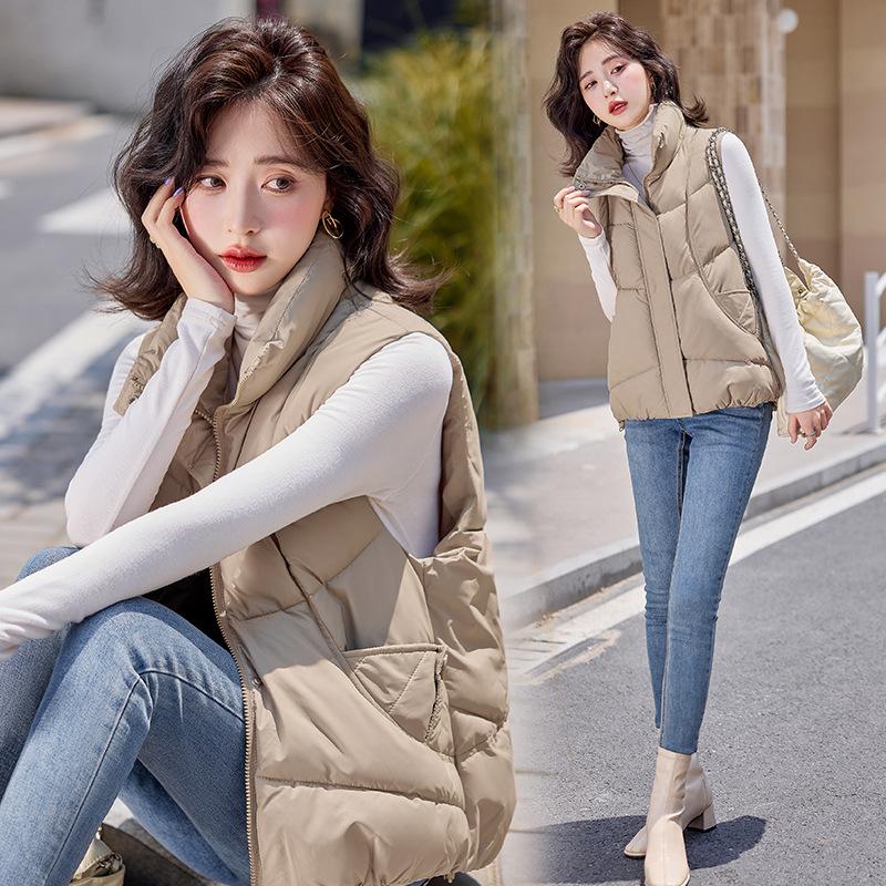 New Autumn and Winter Women's Fashionable Down Cotton Vest Vest Vest Loose and Versatile Outer Wear Cotton Vest