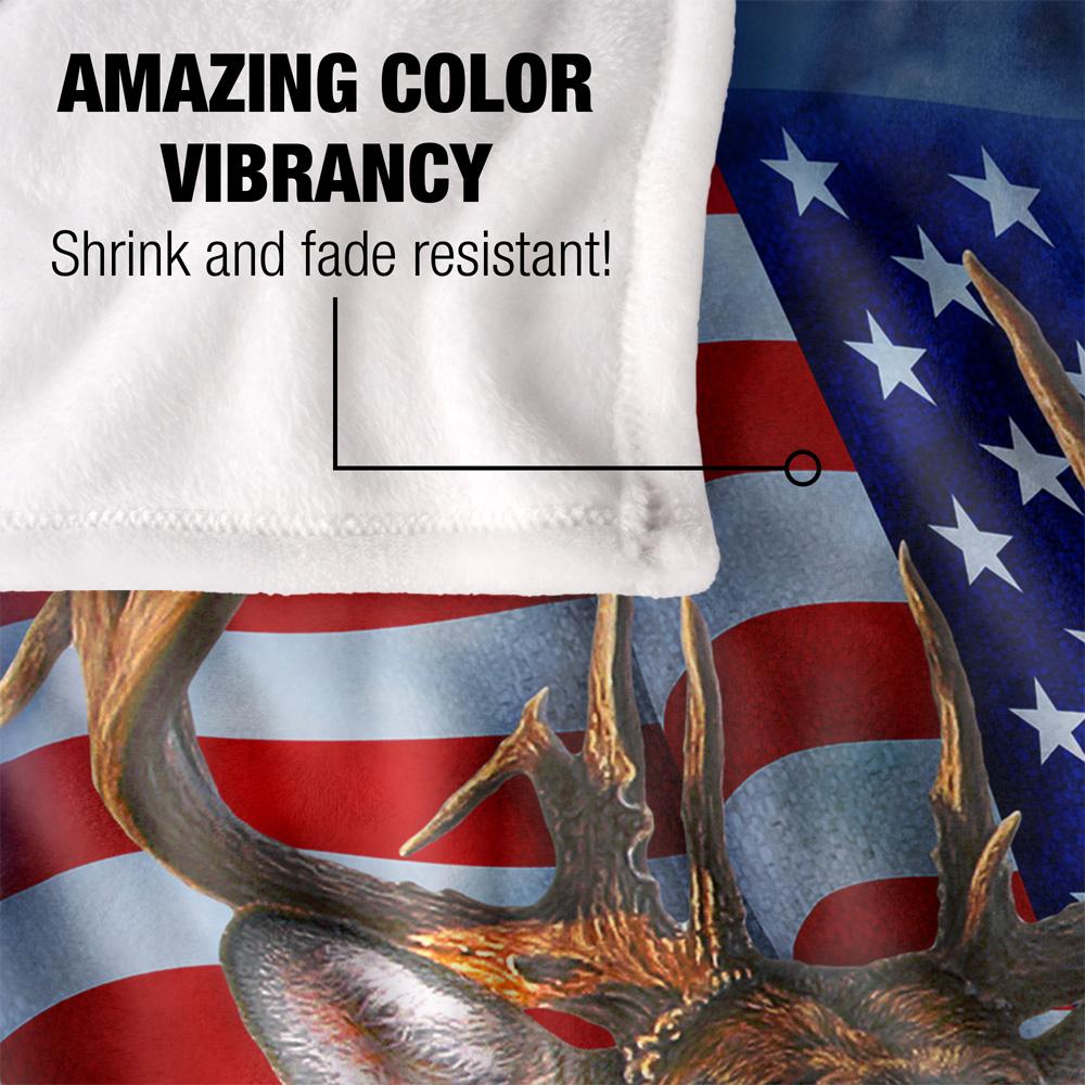 JQ Licensing Lz-Jp Silky American Flag Deer Supersoft Blanket