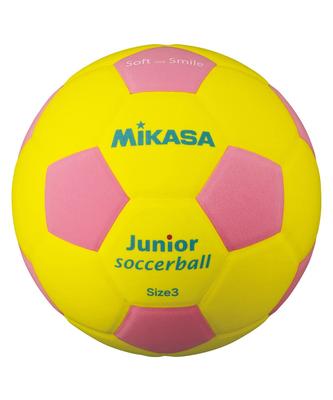 MIKASA Junior Soccer Size Smile Recommended Internal Pressure Ball, 3, Soccer, Approx. 150g, Yellow/Pink, SF3J-YP, 0.10-0.15kgf/cm²
