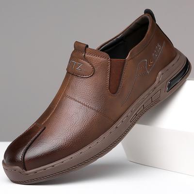 Leather Shoes Men's New Spring  Leisure One-pedal Middle-aged Soft Leather Soft-soled Shoes