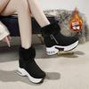 Large Size Snow Boots Women's Fashion Fleece Warm Fleece Side Zipper High Top Boots