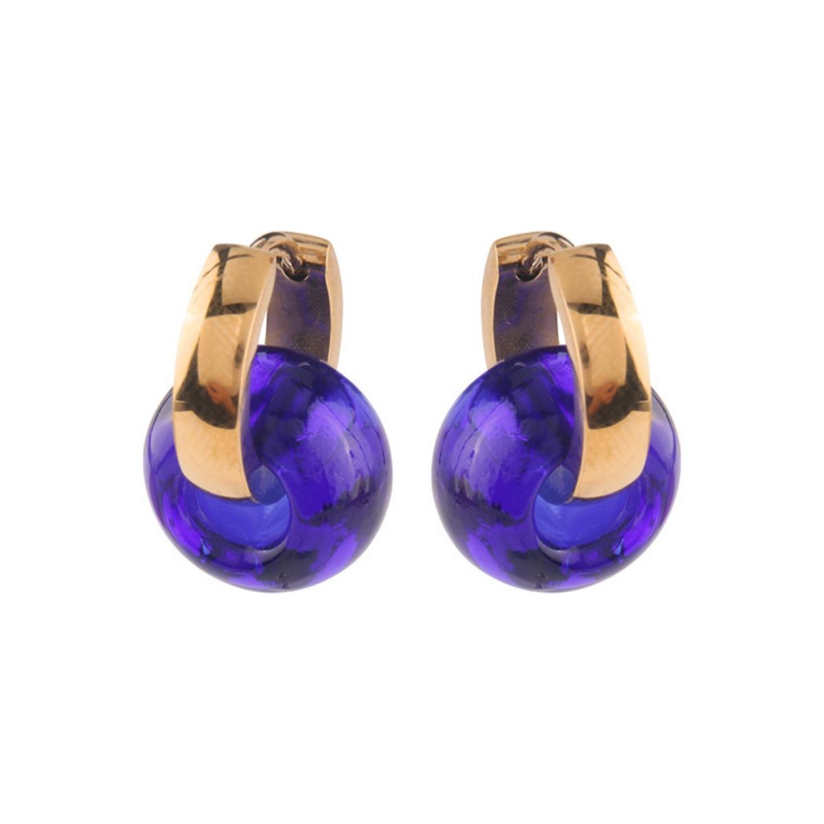 

Серьги из титановой стали в стиле ретро, ​​стеклянные серьги с пряжкой для ушей, нишевые дизайнерские серьги, высококачественные женские серьги-кольца