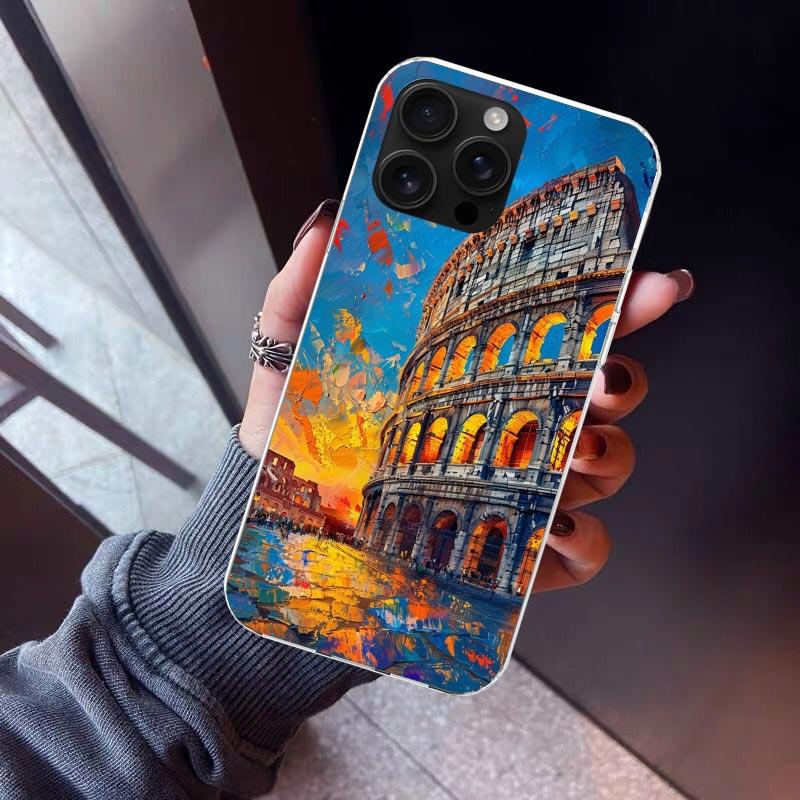 Roman Colosseum Phone Case For iPhone 17 Air 11 13 Mini 14 15 Plus 16 12 Pro Max 16E SE 7 8 Pattern Soft TPU Back Cover 17 Air