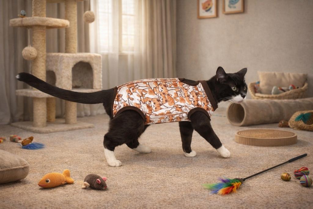 Postoperative Clothing for Cat Size Dog Apron Comfortable Cotton with Cats