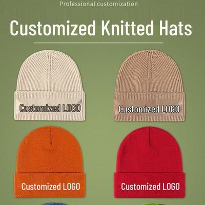 Custom Embroidered Men's and Women's Thick Warm Knit Beanie - Solid Color, Autumn/Winter Hat