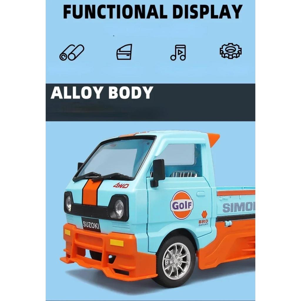 1/24 SUZOKI Gulf Truck Legierung Auto Diecasts & Spielzeugfahrzeuge Automodell Ton und Licht Rückzugauto Spielzeug für Kinder Geschenke