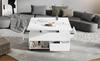 Coffee table, height-adjustable living room table, 3-in-1 multifunctional with casters, 4 drawers, convertible into dining table, white, 100x50x52cm
