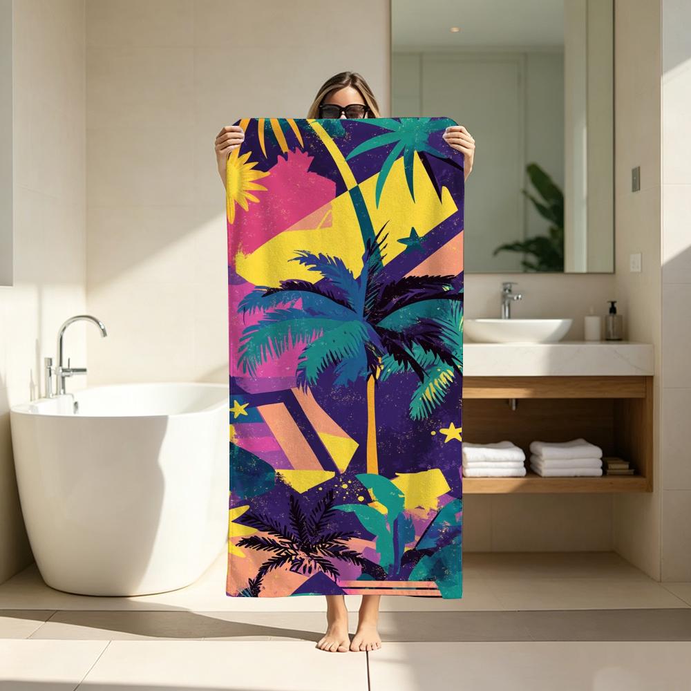 Beach Vibe Summer Coconut Tree Towel ultra-fine fiber quick drying absorbent bath towel, outdoor swimming sports towel