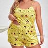 Cross-Border Plus Size Women's Loose Pajama Set – Comfortable Camisole and Shorts