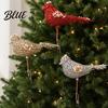 Sparkling Three Dimensional Ornaments Home Elegant Bird Embellishments for Window Displays Glitter Christmas Ornament with Metal