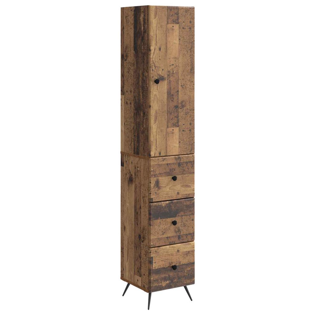 2 Piece Cabinet Set Reclaimed Wood Look 13.6 x 13.6 x 35.4 (W x D x H) Particleboard