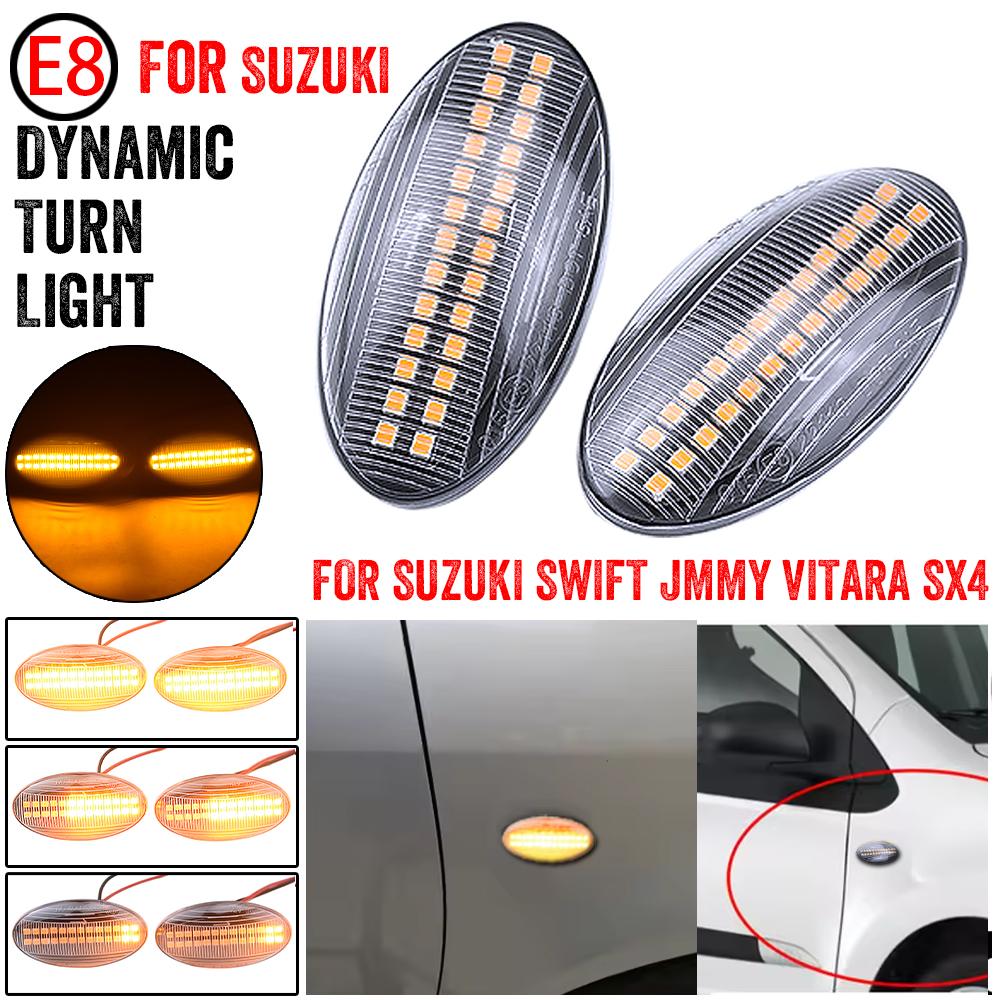 2pcs Dynamic LED Side Marker Turn Signal Lights Indicator Amber Repeater Car Lights For Suzuki Swift Jimmy Vitara SX4Turn Signal 2