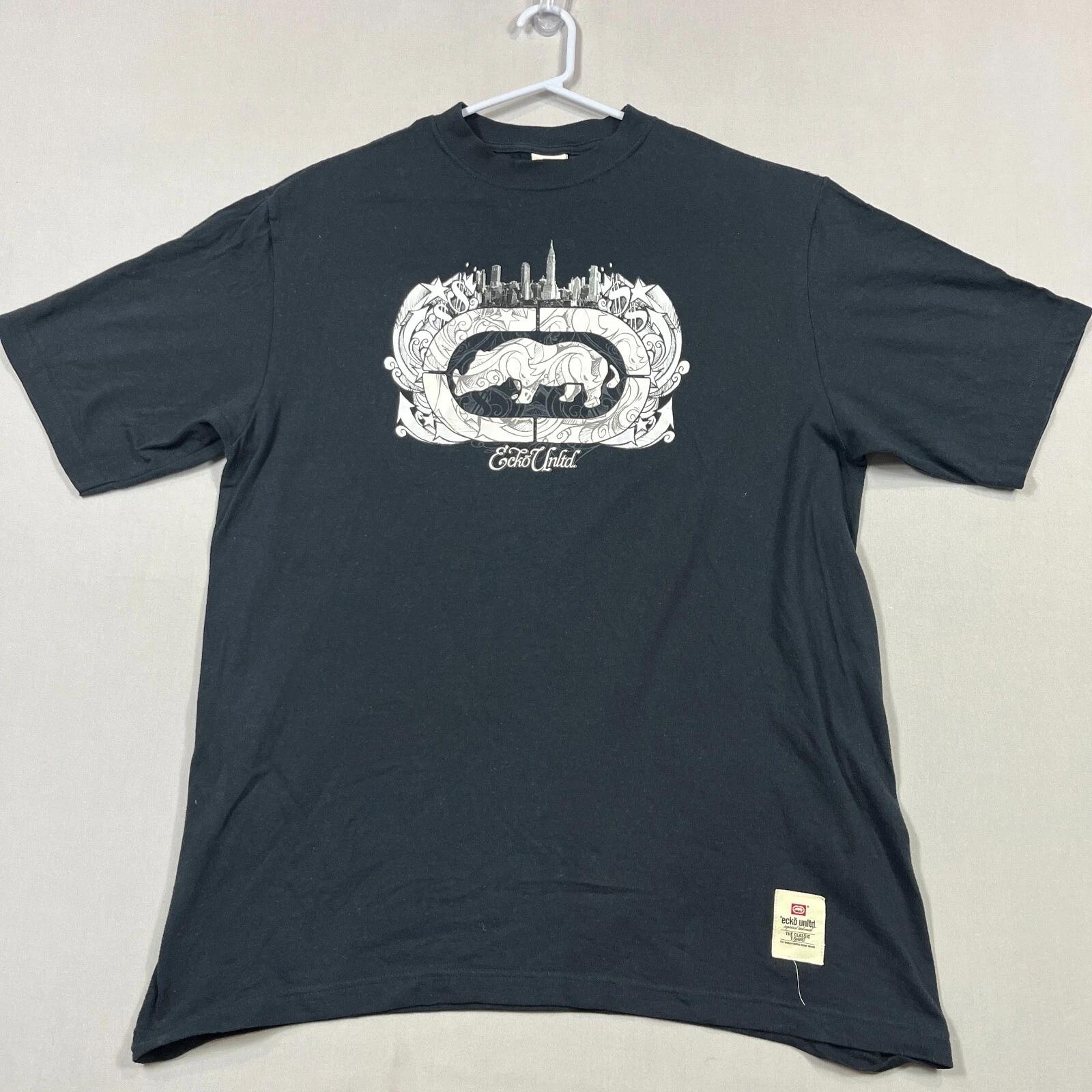 Vintage ECKO Unltd. Black Short Sleev Skater Punk Y2K Tee T Shirt Mens XL S