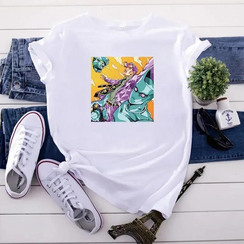 JoJo Bizarre Adventure Anime Print T Shirt Harajuku Women Casual Vintage Streetwear Short Sleeve T Shirt Unisex Graphic T Shirts