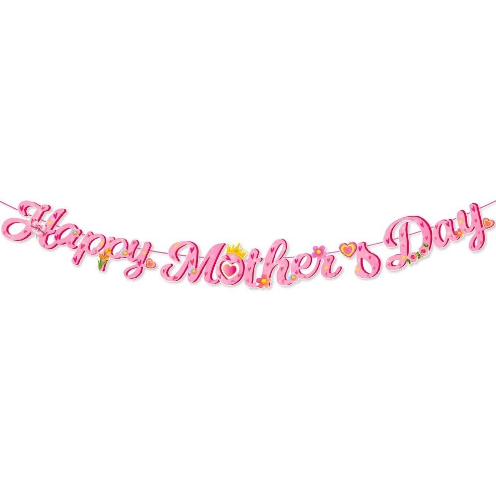 Happy Mother's Day Hanging Swirls Hearts Pattern Desktop Ornament Holiday Banner  Party DIY Decor