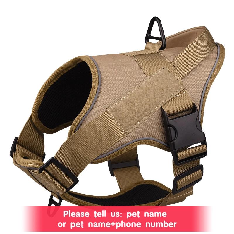 Personalized Tactical Dog Harness Customized Name Tags No Pull Breathable Adjustable Pet Harness  for Medium Large Dog