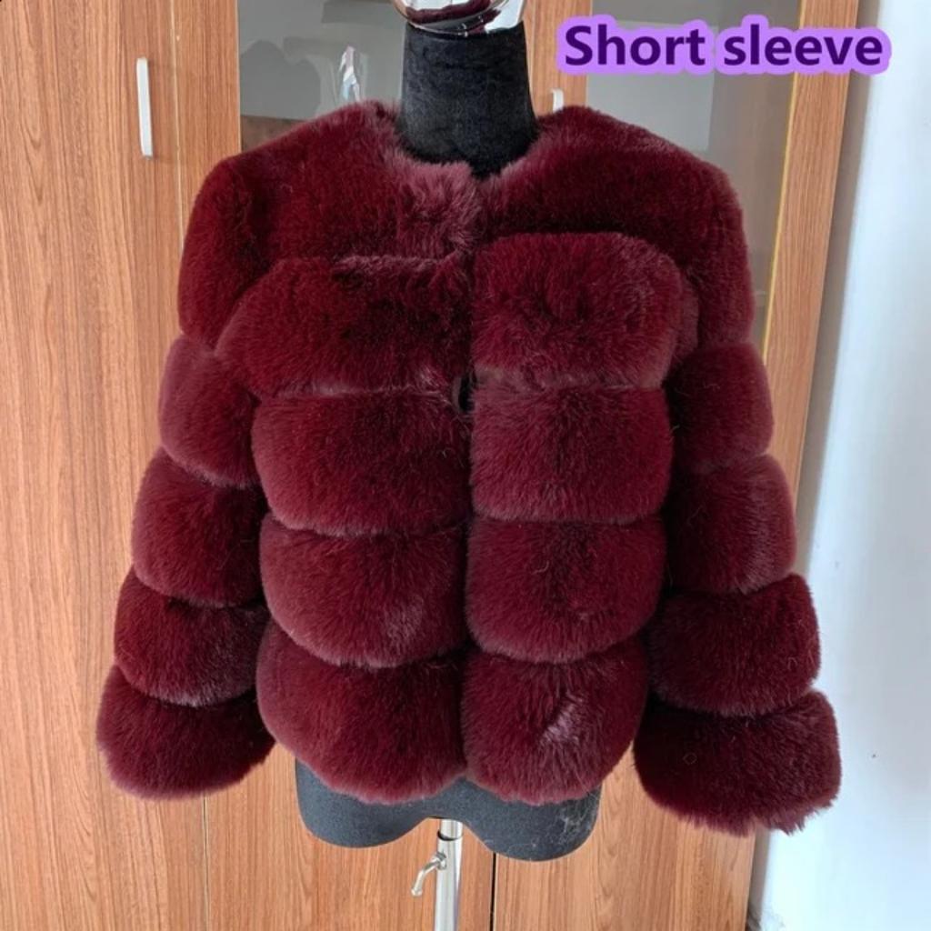 VAYLA Damen Mode Kunstpelzmantel Super Heiß Herbst Winter Damen Kurzer Kunstfuchs Pelz Flauschige Jacke Hohe Qualität 7XL Damen Pelzige Mäntel