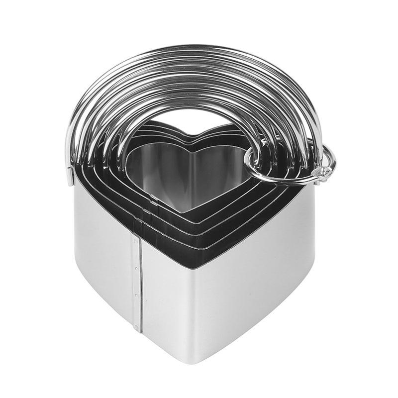 5 Pcs Stainless Steel Baking Cookie Cutters Set With Hanging Basket And Dual Handle Mousse Rings For Cake Biscuit Making