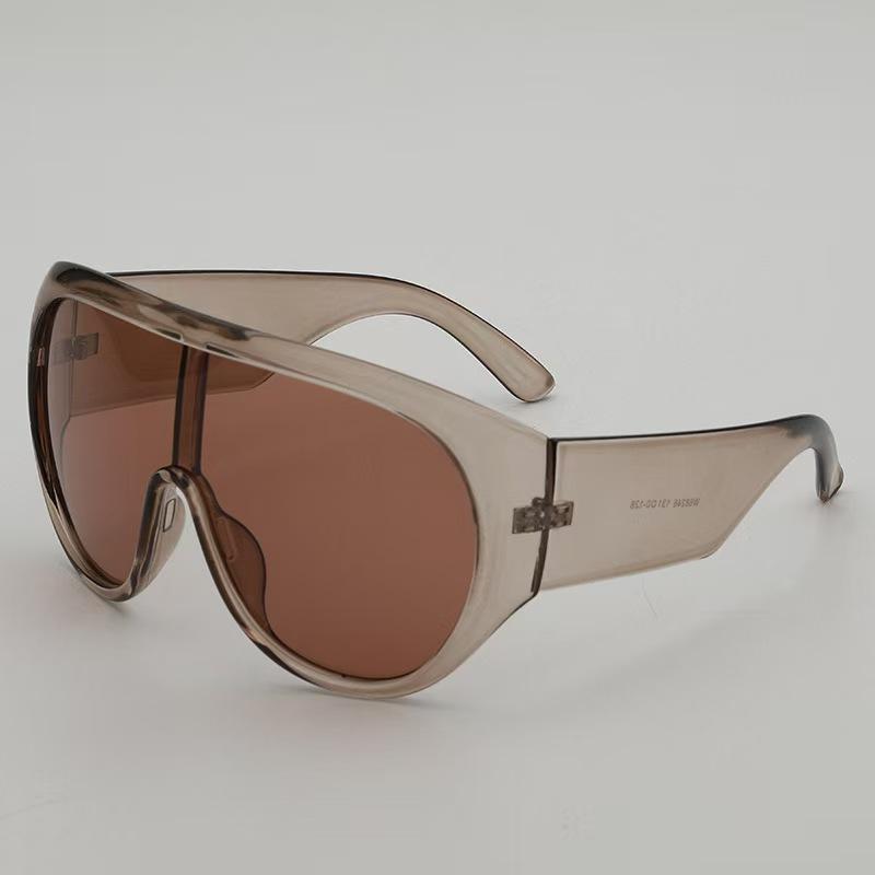 Luxury Brand Retro Big Frame Women Sunglasses Tea Color Square Pilot Shades Men One Piece Sun Eyewear UV400 Eyeglasses