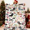 1pc Dachshund Floral All-Over Print Warm Flannel Blanket Warm Comfortable Soft Throw for Sofa Bed Couch Car Office Camping Travel