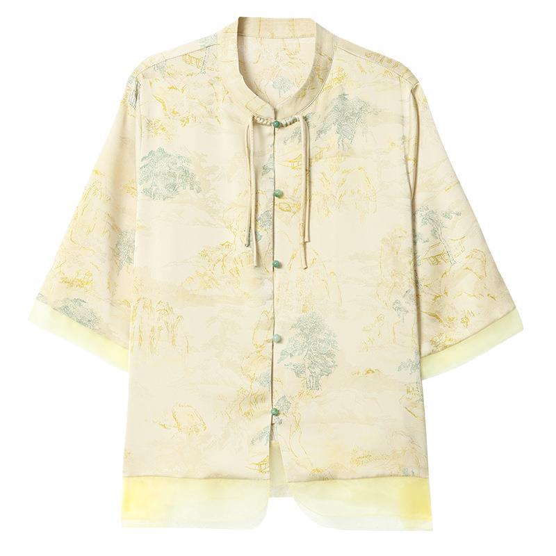 Mom's 2026 Summer Chinese-Style Short-Sleeve Shirt for Middle-Aged & Elderly Women