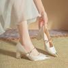 Autumn and winter new red high-end Mary Jane high heels wedding shoes women's show he wedding dress bride shoes single shoes